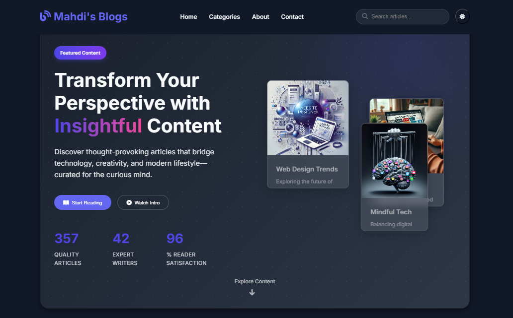 Mahdi Blog Platform Screenshot