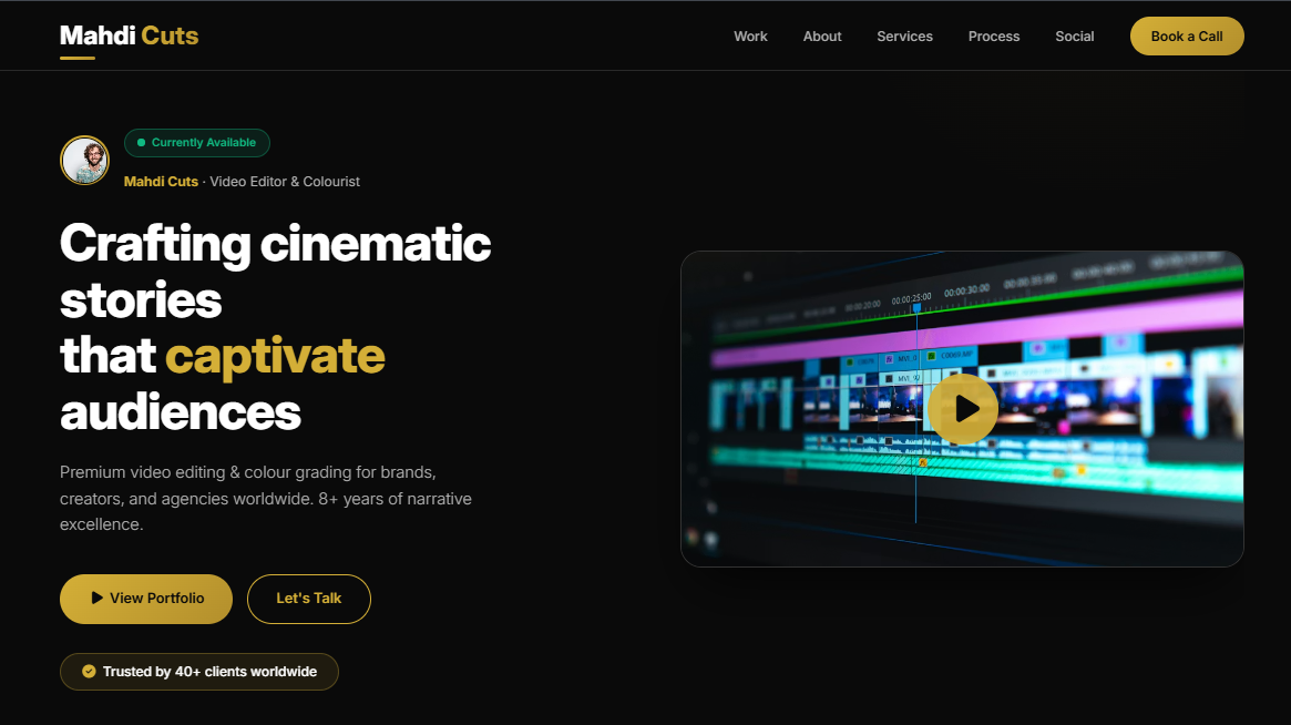 Mahdi Cuts Video Editor Portfolio Screenshot