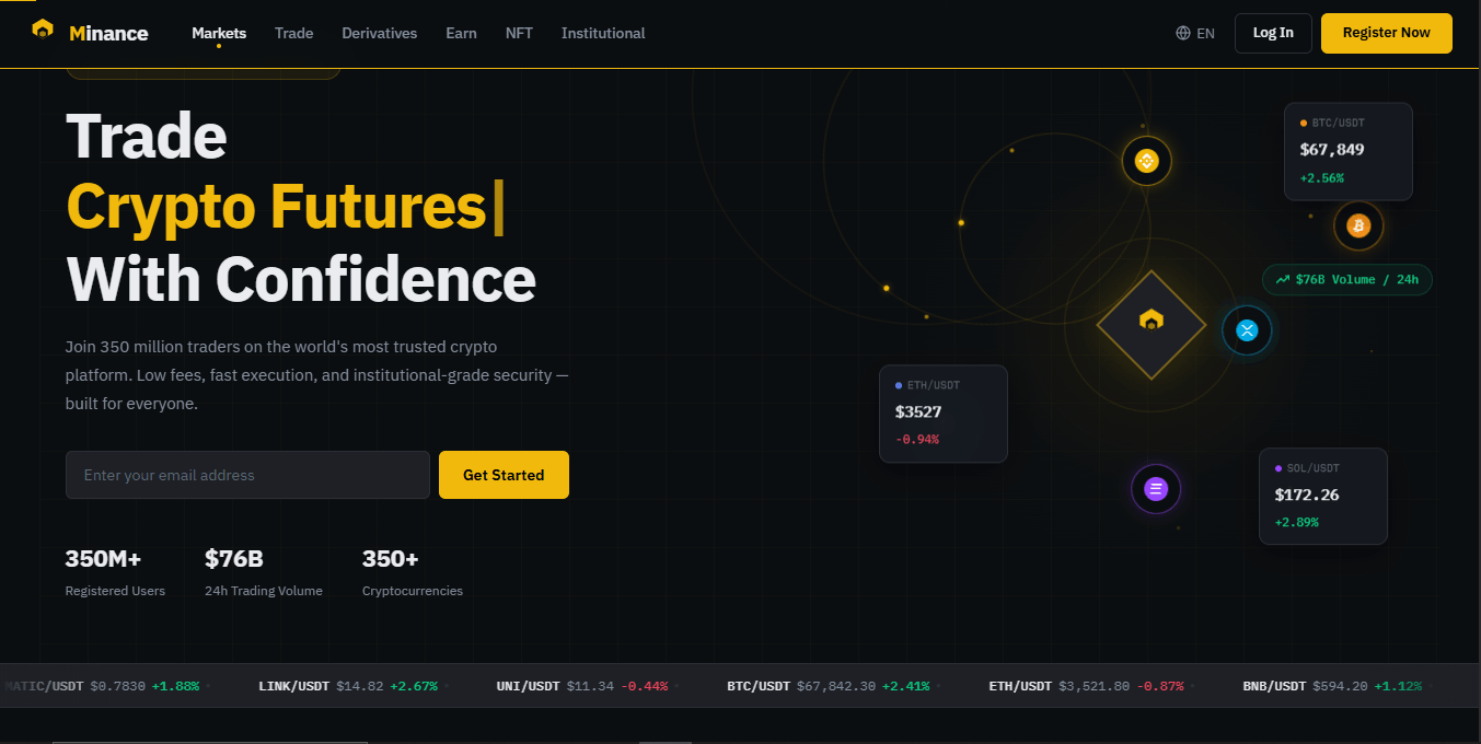Minance — Crypto Exchange Landing Page